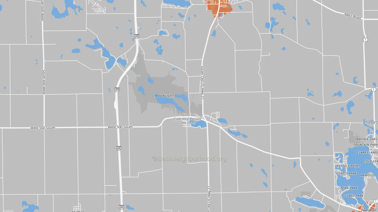 Bike Grade map of Pleasant Lake, IN