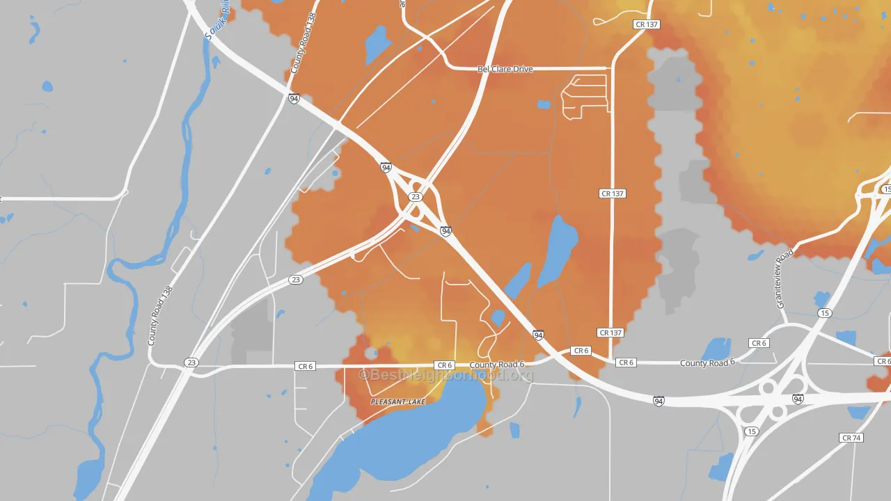 Bike Grade map of Pleasant Lake, MN
