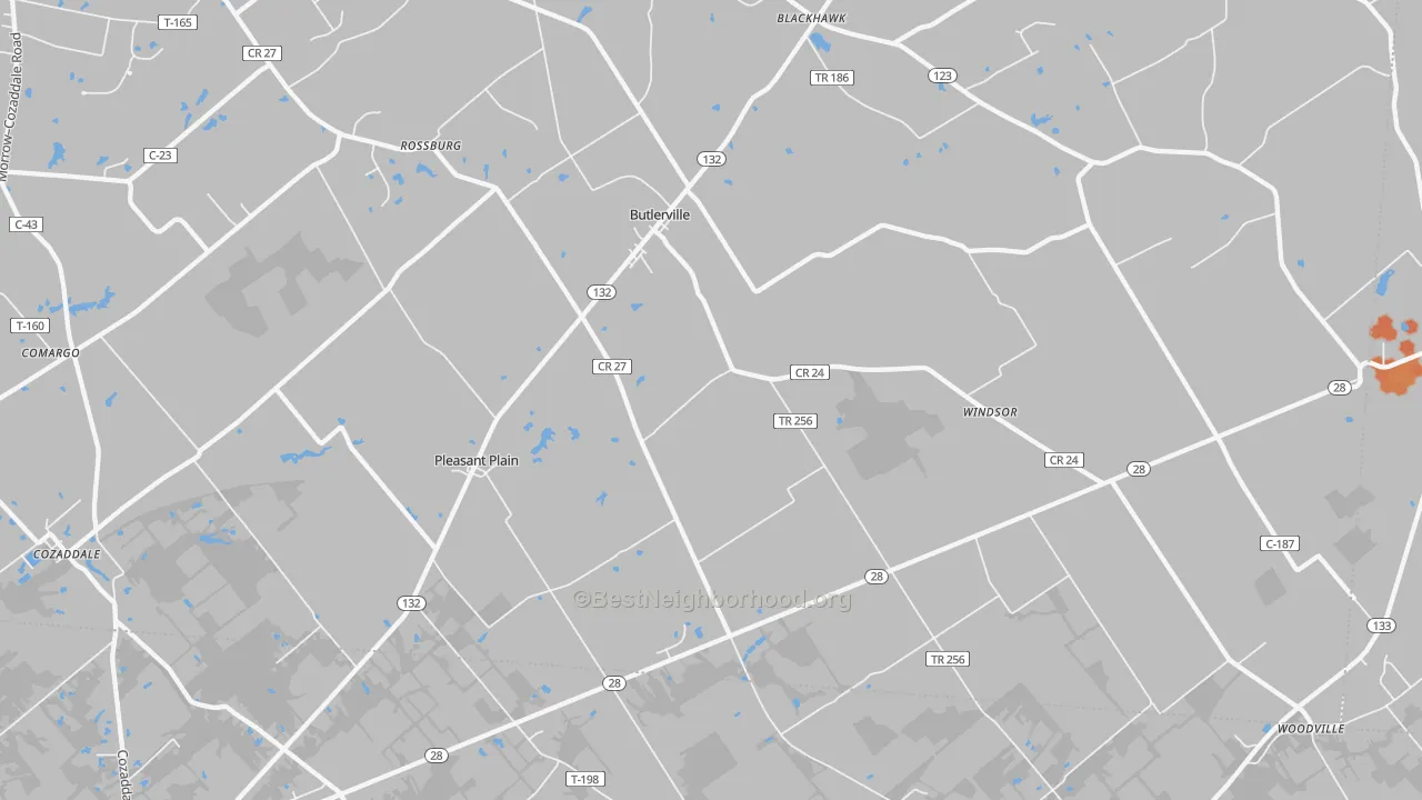 Bike Grade map of Pleasant Plain, OH