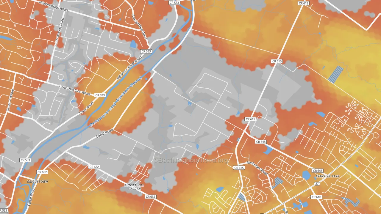 Bike Grade map of Pleasant Plains, NJ