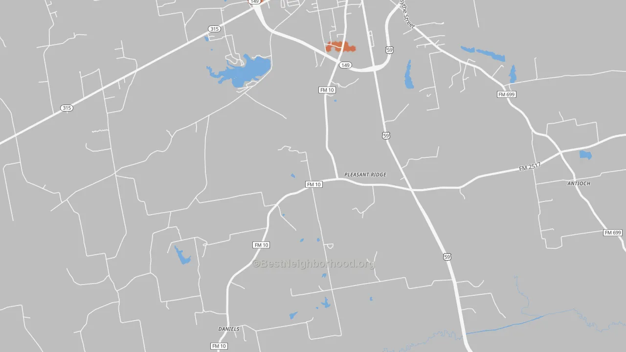 Bike Grade map of Pleasant Ridge, TX
