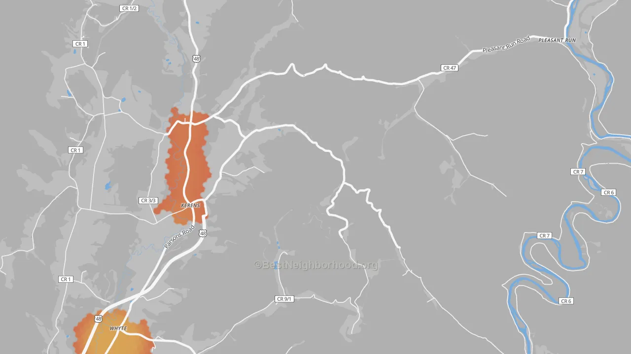 Bike Grade map of Pleasant Run, WV