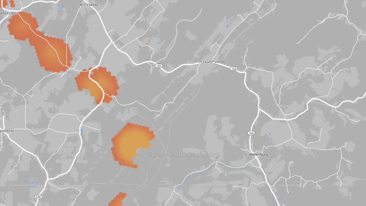 Bike Grade map of Pleasant Union, PA