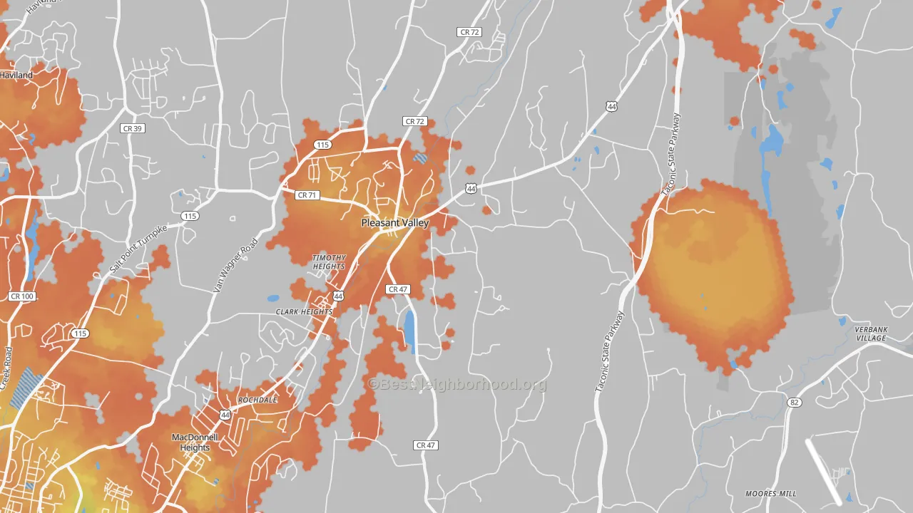 Bike Grade map of Pleasant Valley, NY
