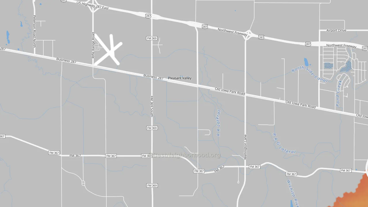 Bike Grade map of Pleasant Valley, TX
