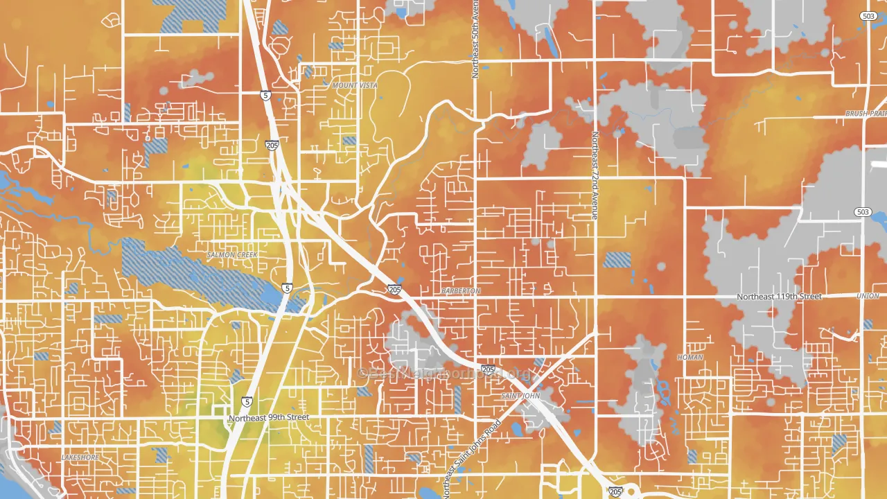Bike Grade map of Pleasant Valley, Vancouver, WA
