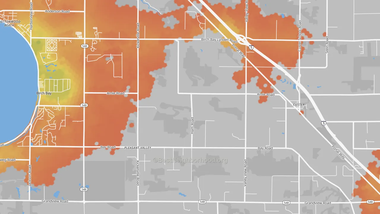 Bike Grade map of Pleasant Valley, WA