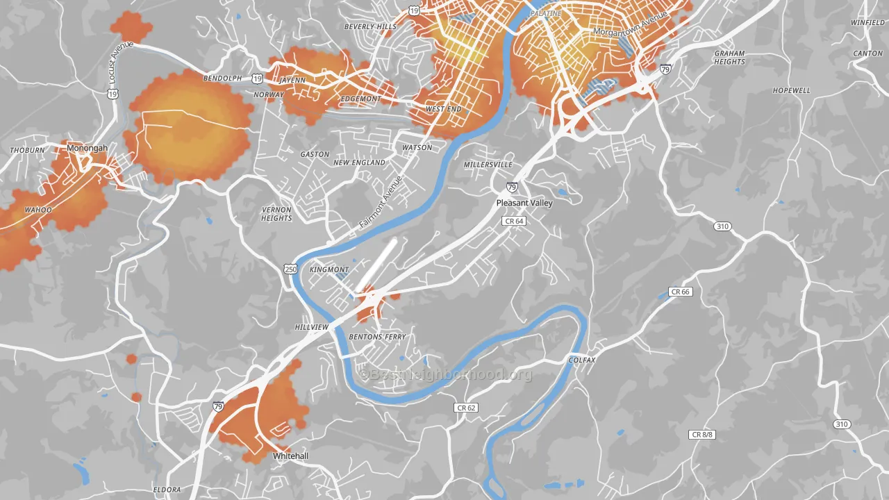 Bike Grade map of Pleasant Valley, WV