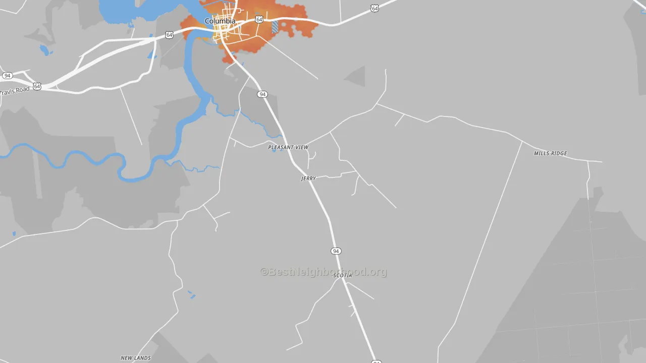 Bike Grade map of Pleasant View, NC