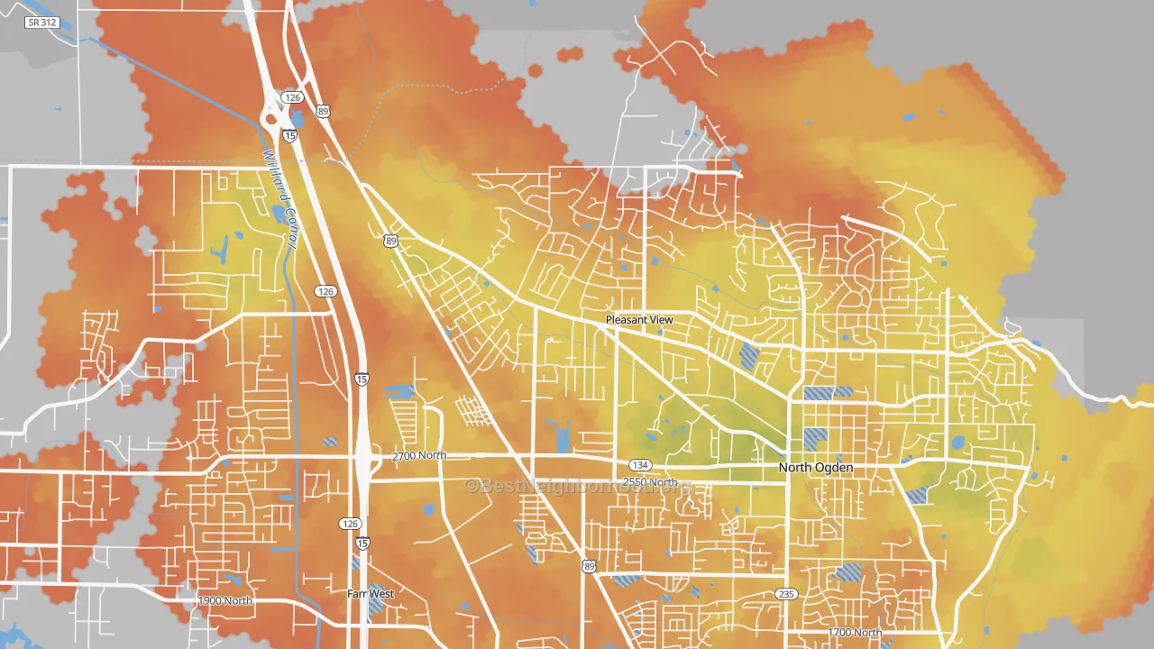 Bike Grade map of Pleasant View, UT