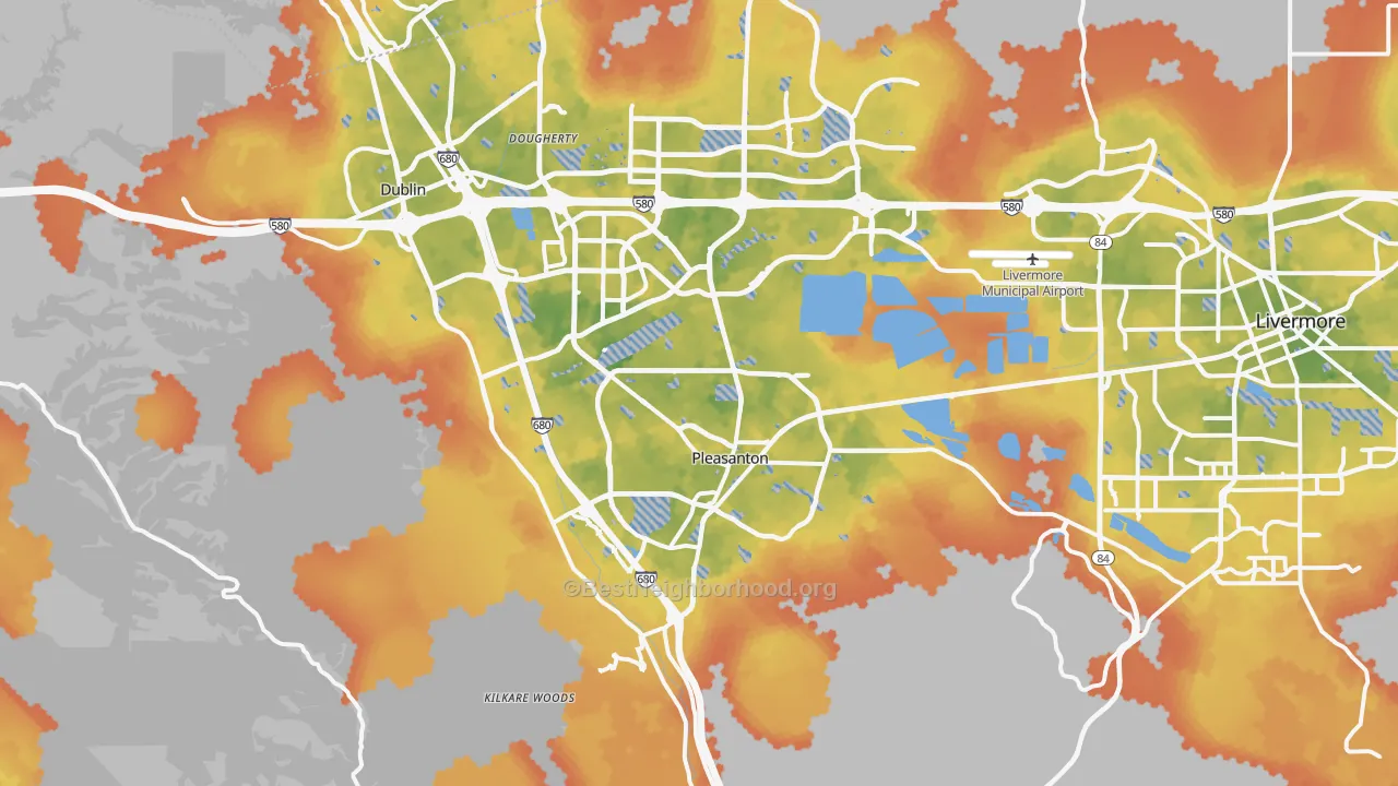 Bike Grade map of Pleasanton, CA