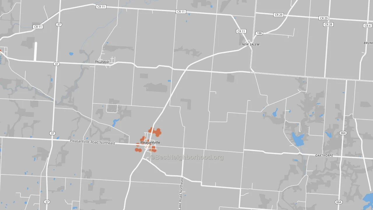 Bike Grade map of Pleasantville, OH