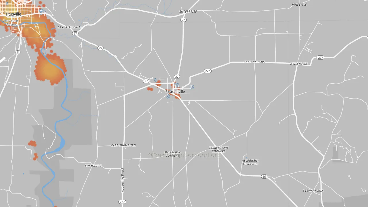 Bike Grade map of Pleasantville, PA