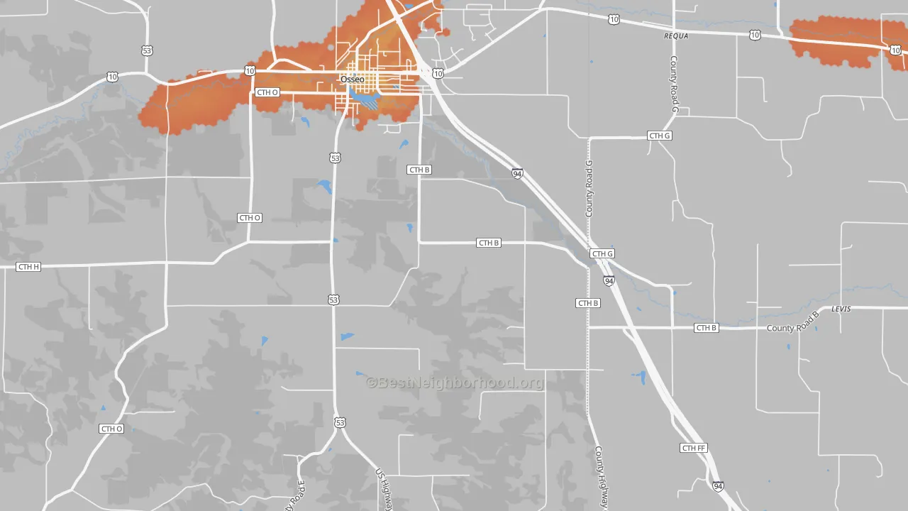 Bike Grade map of Pleasantville, WI