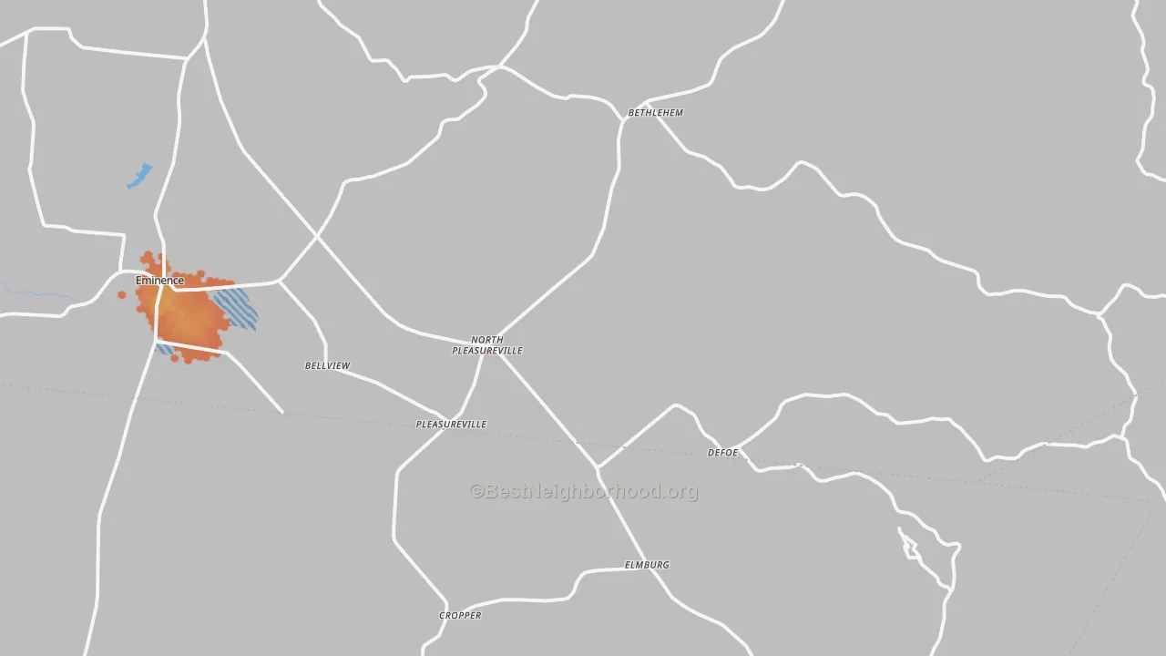 Bike Grade map of Pleasureville, KY