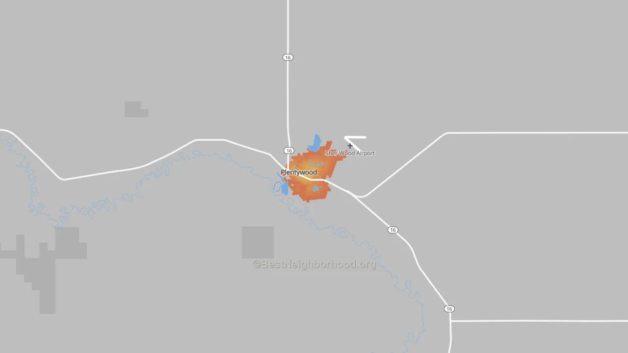 Bike Grade map of Plentywood, MT