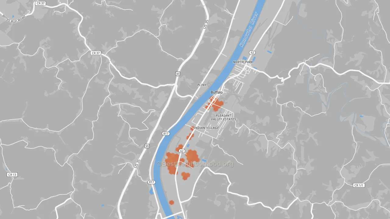 Bike Grade map of Pliny, WV