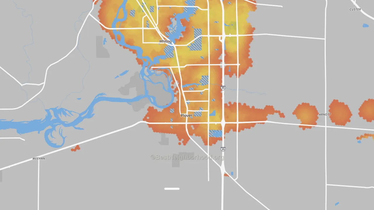 Bike Grade map of Plover, WI