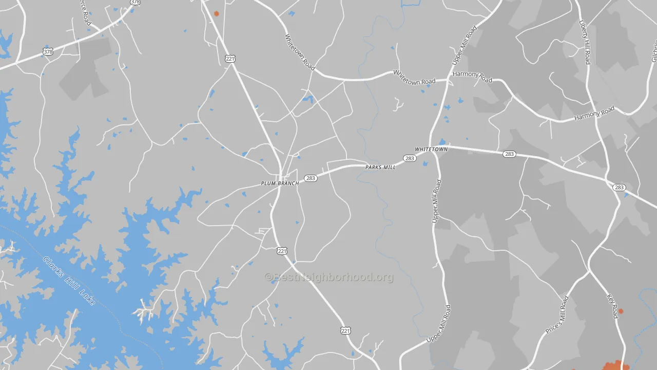 Bike Grade map of Plum Branch, SC
