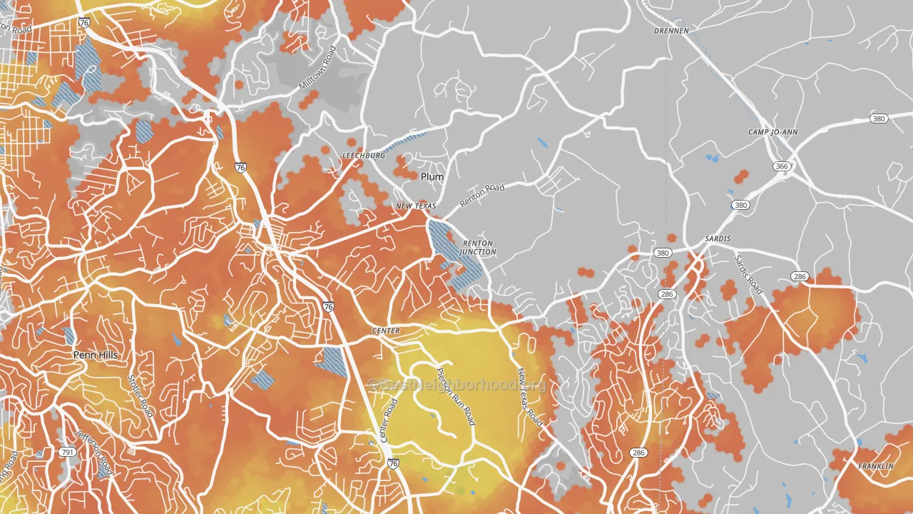 Bike Grade map of Plum, PA