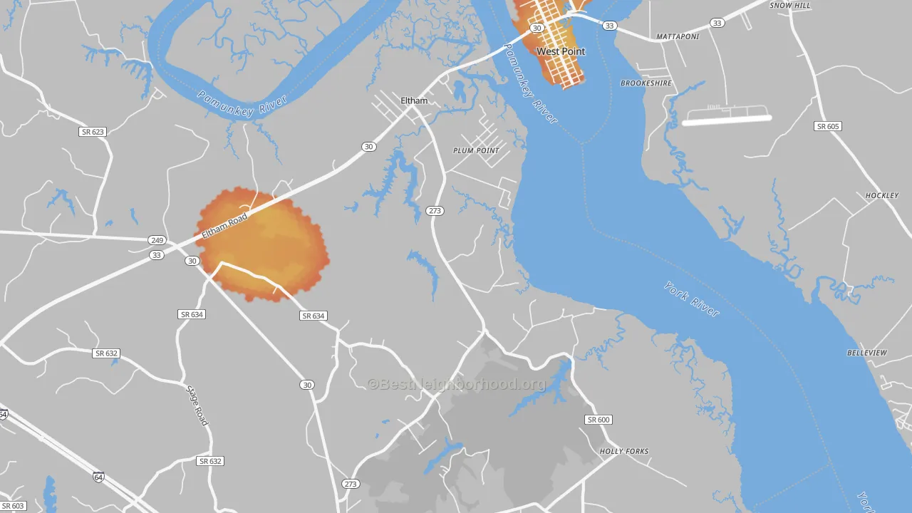 Bike Grade map of Plum Point, VA