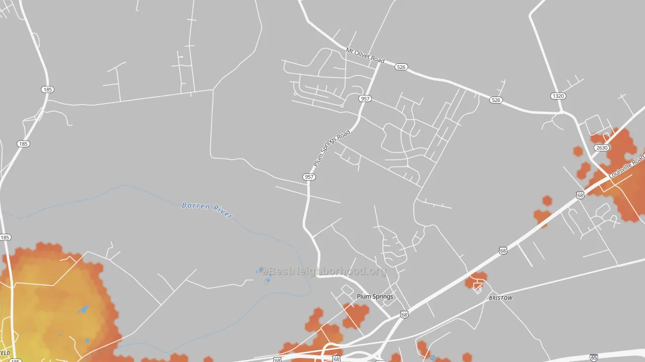 Bike Grade map of Plum Springs, KY