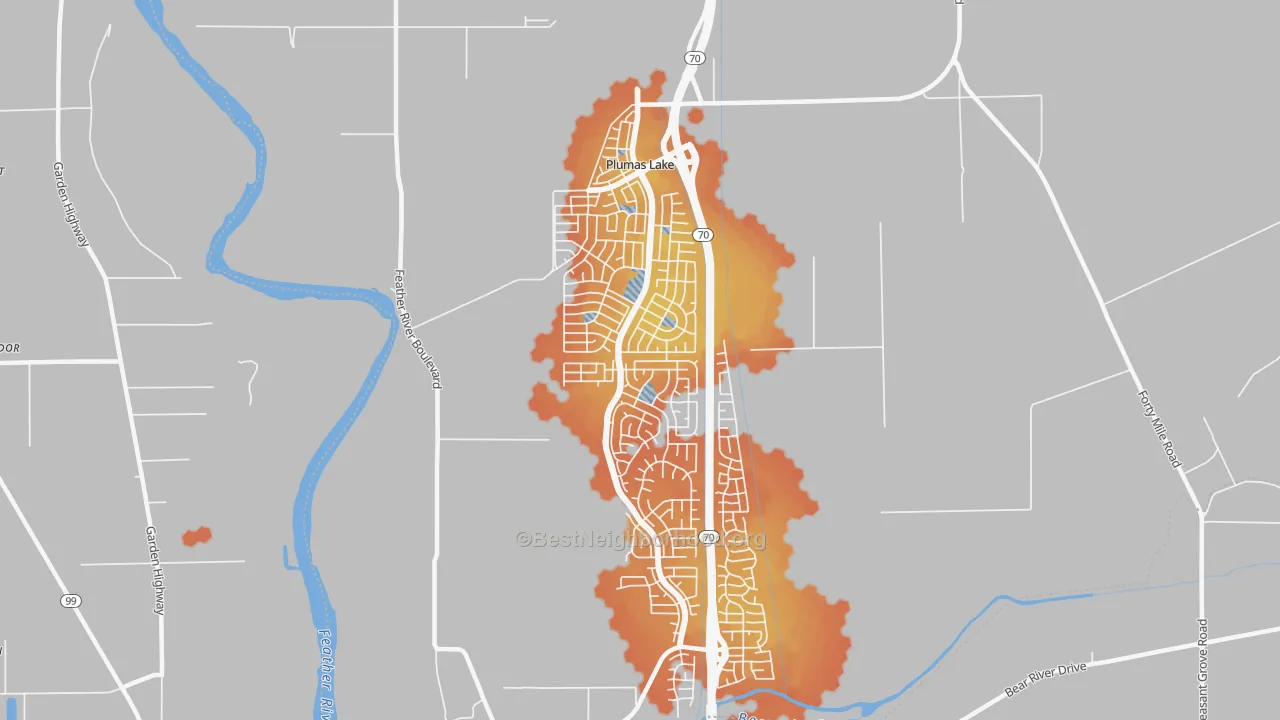 Bike Grade map of Plumas Lake, CA