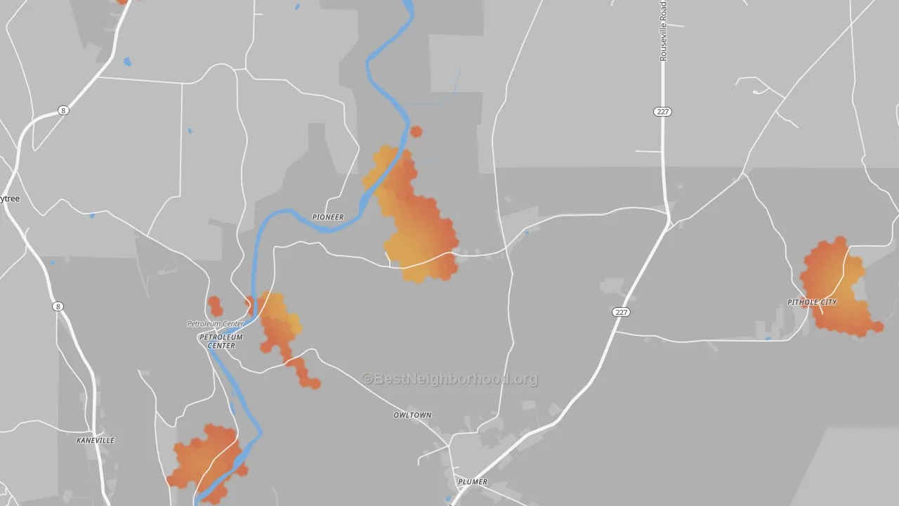 Bike Grade map of Plumer, PA