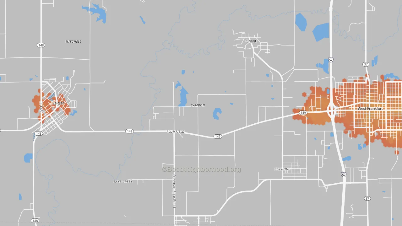 Bike Grade map of Plumfield, IL