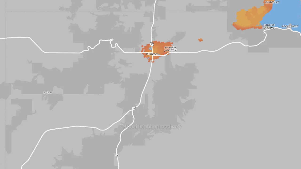 Bike Grade map of Plummer, ID
