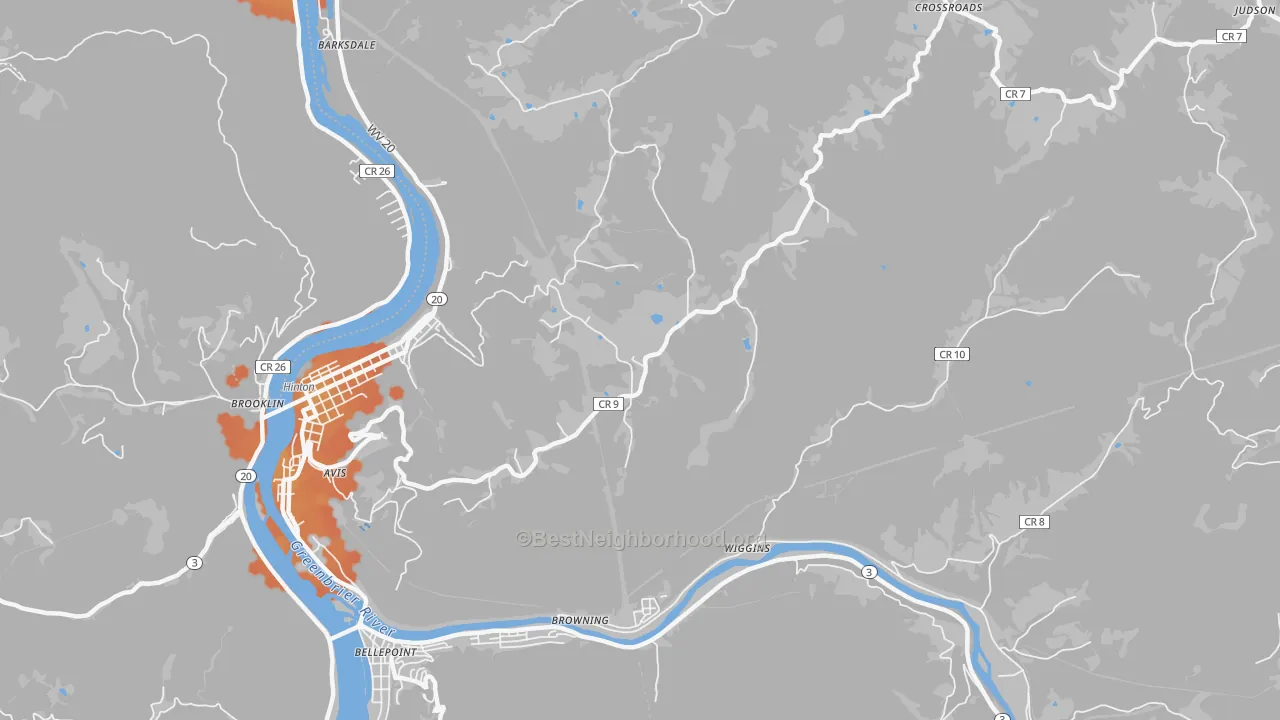 Bike Grade map of Pluto, WV