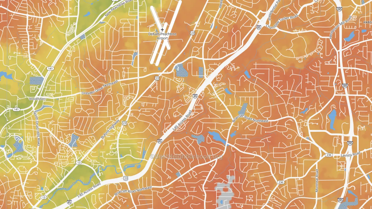 Bike Grade map of Plymouth Colony, Atlanta, GA