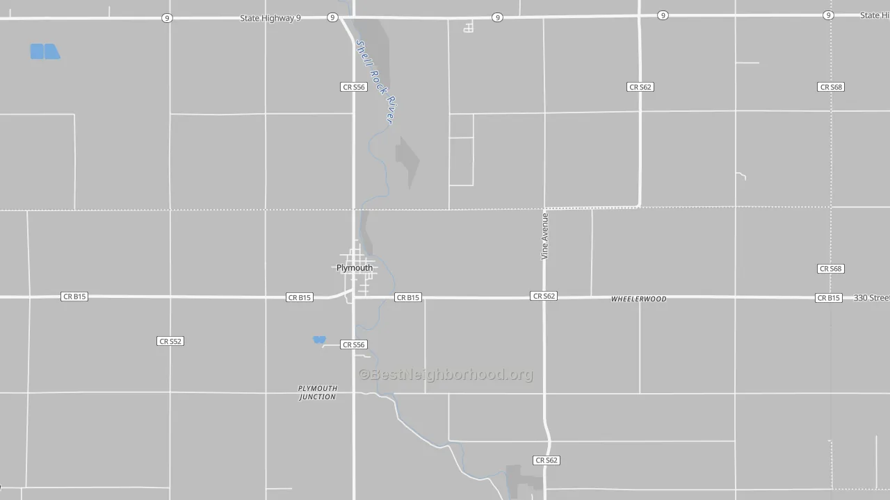 Bike Grade map of Plymouth, IA