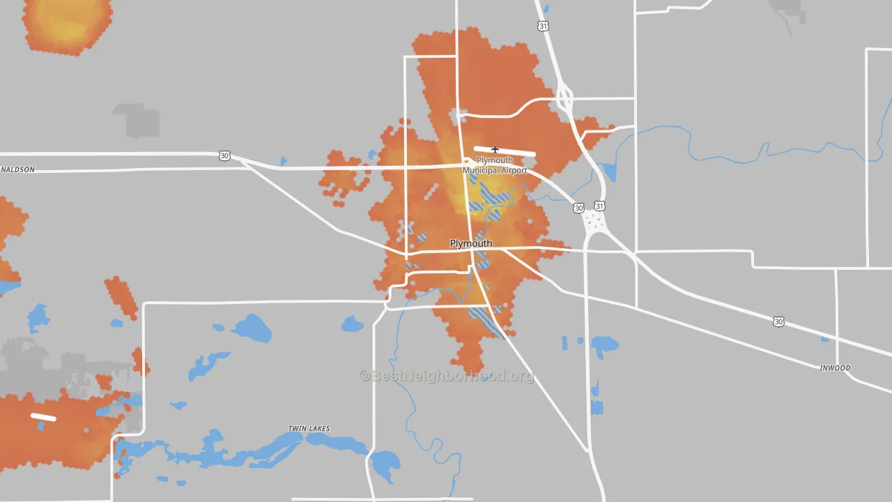 Bike Grade map of Plymouth, IN