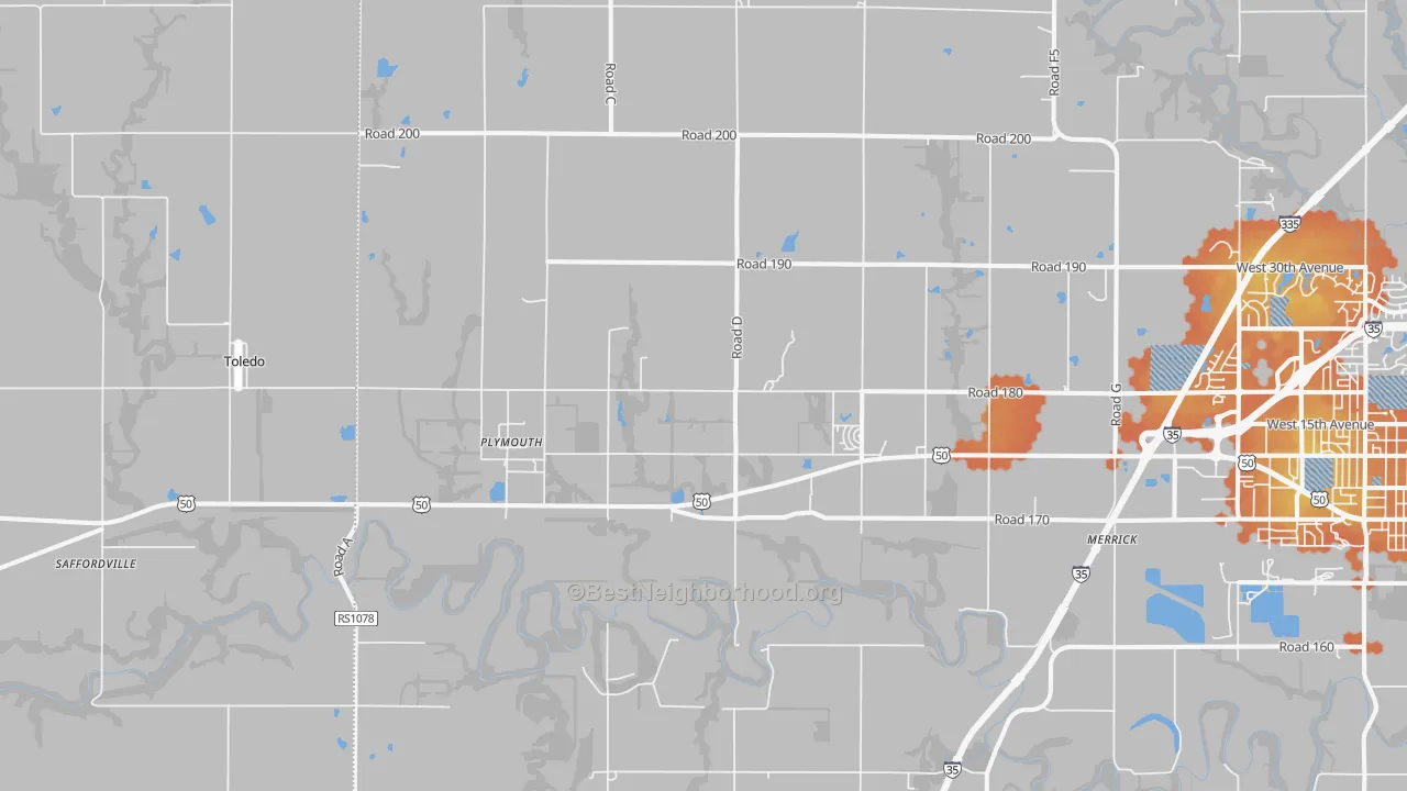 Bike Grade map of Plymouth, KS