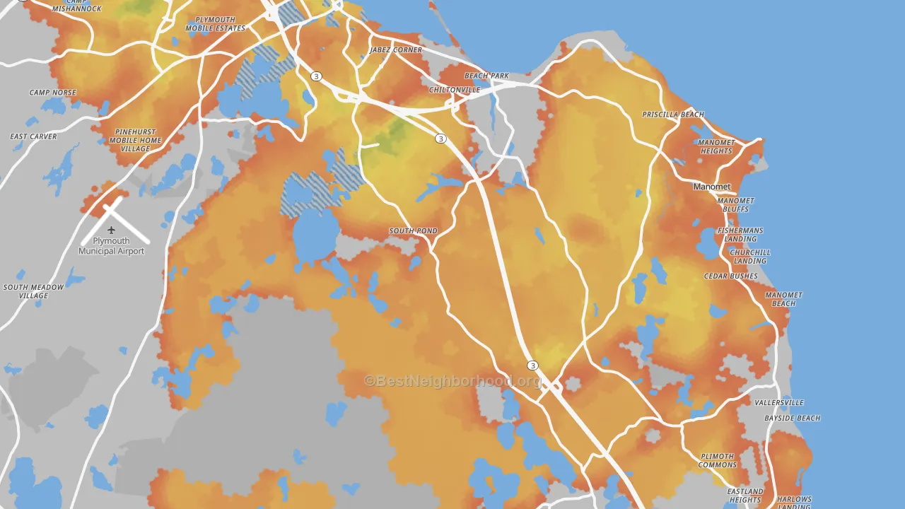 Bike Grade map of Plymouth, MA