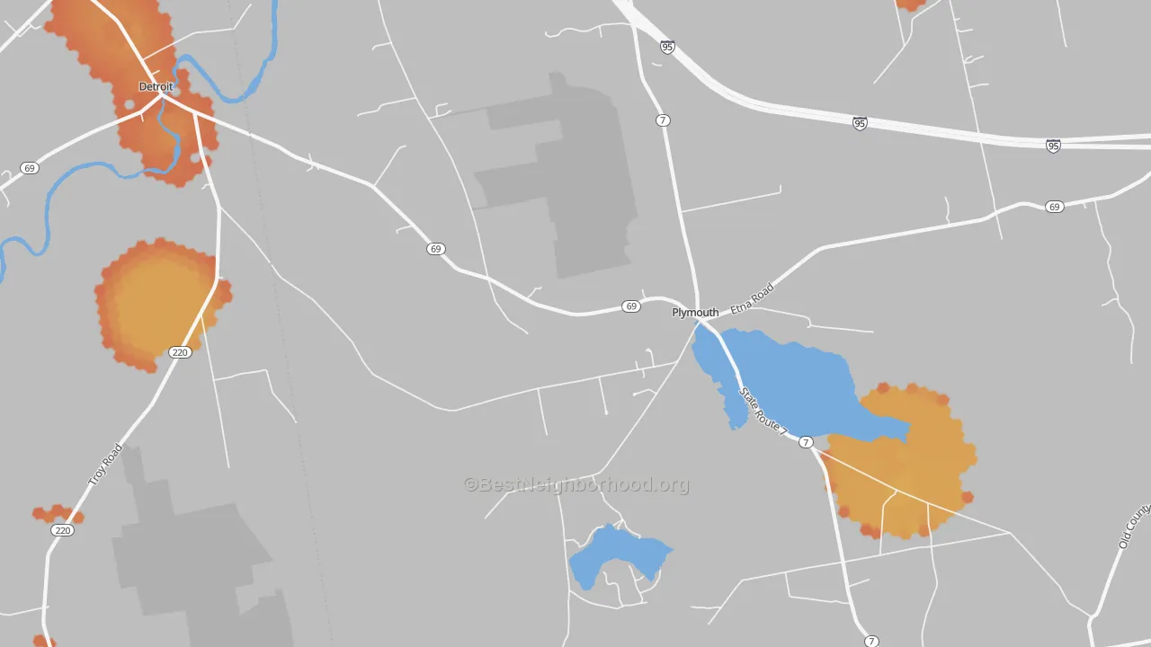 Bike Grade map of Plymouth, ME