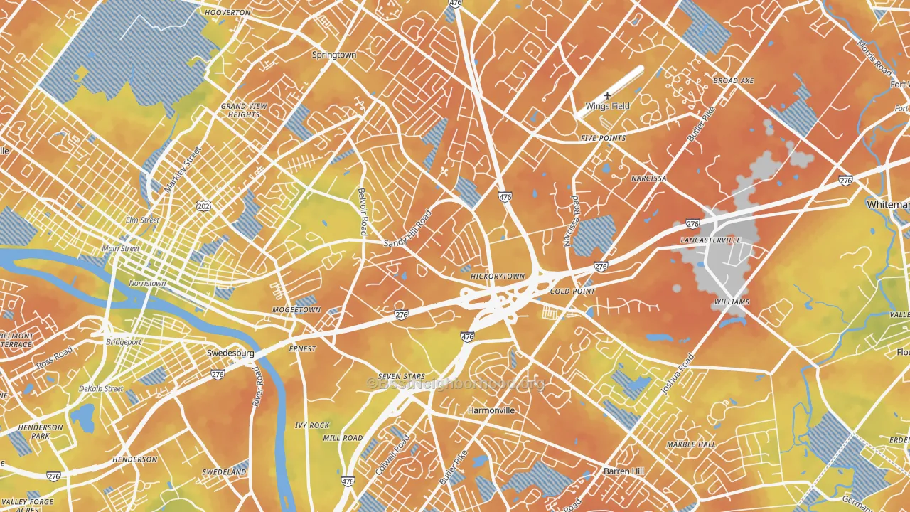 Bike Grade map of Plymouth Meeting, PA