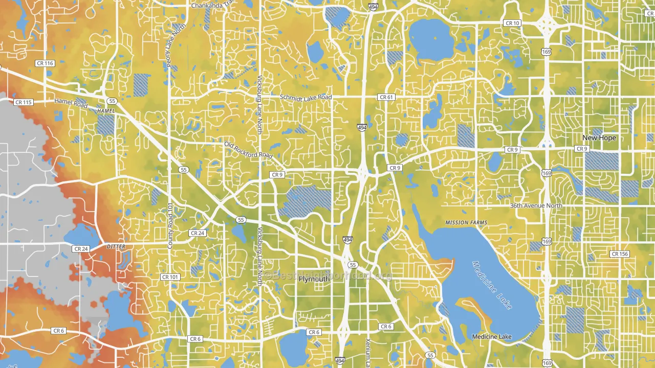 Bike Grade map of Plymouth, MN