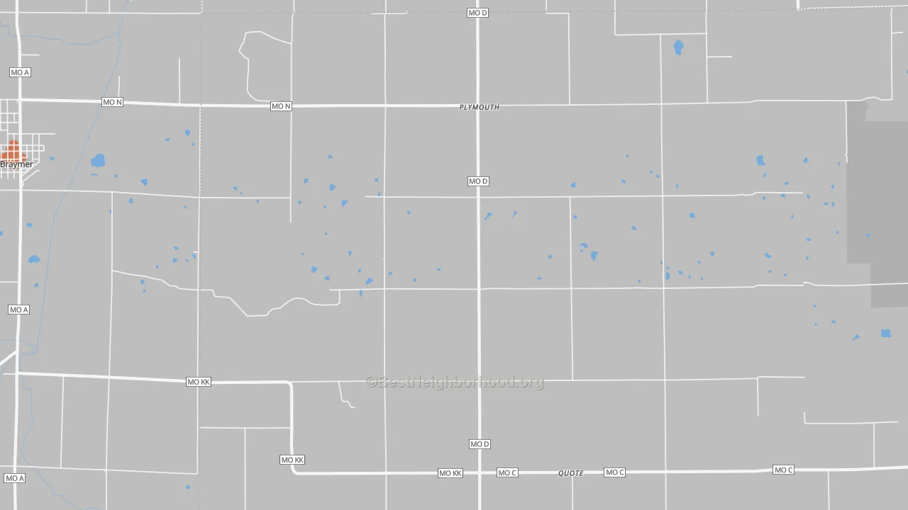Bike Grade map of Plymouth, MO