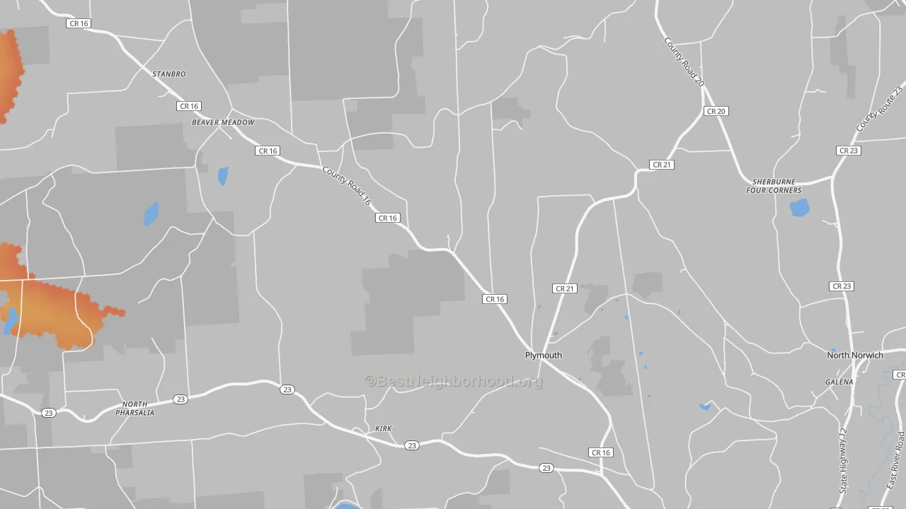 Bike Grade map of Plymouth, NY