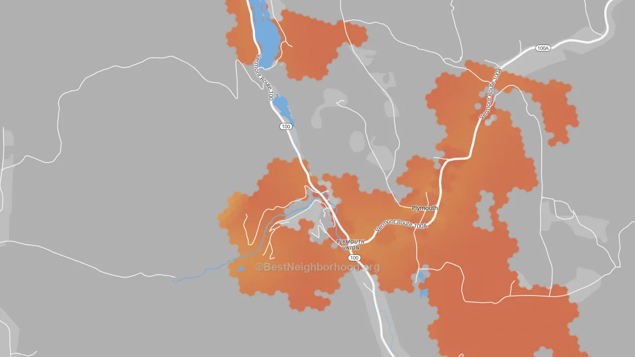 Bike Grade map of Plymouth Union, VT