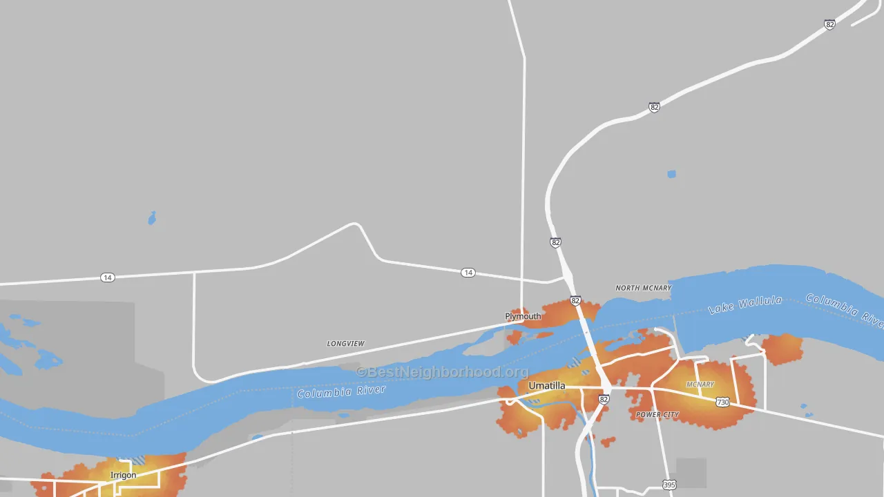 Bike Grade map of Plymouth, WA