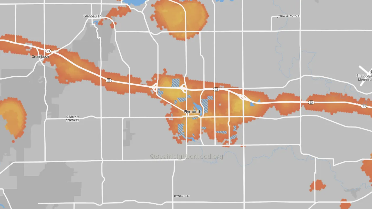 Bike Grade map of Plymouth, WI