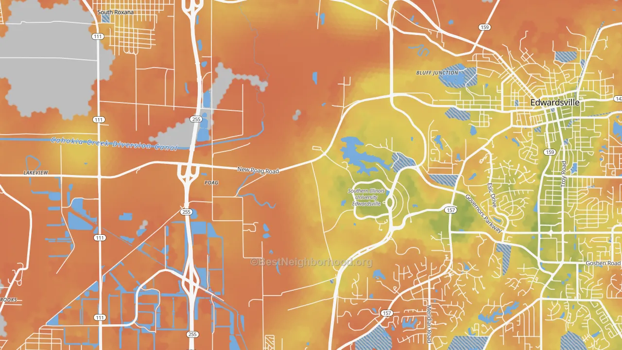 Bike Grade map of Poag, IL