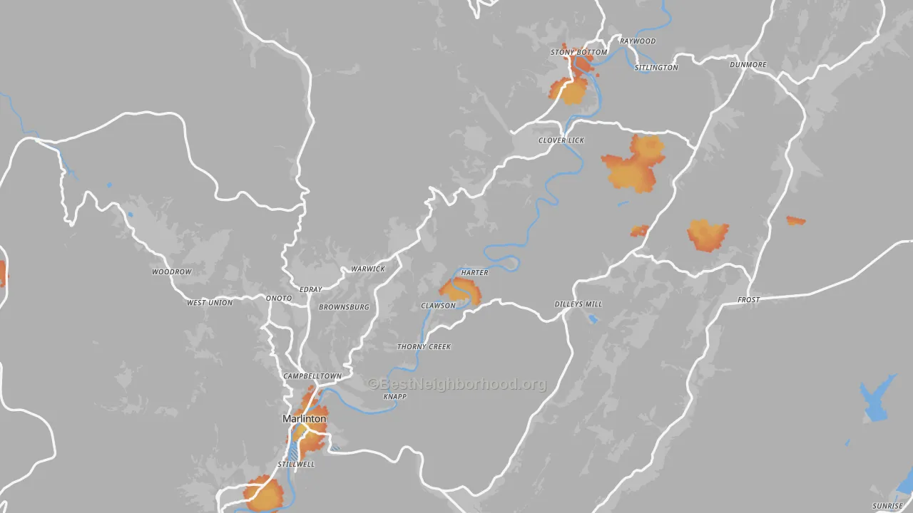 Bike Grade map of Pocahontas County, WV