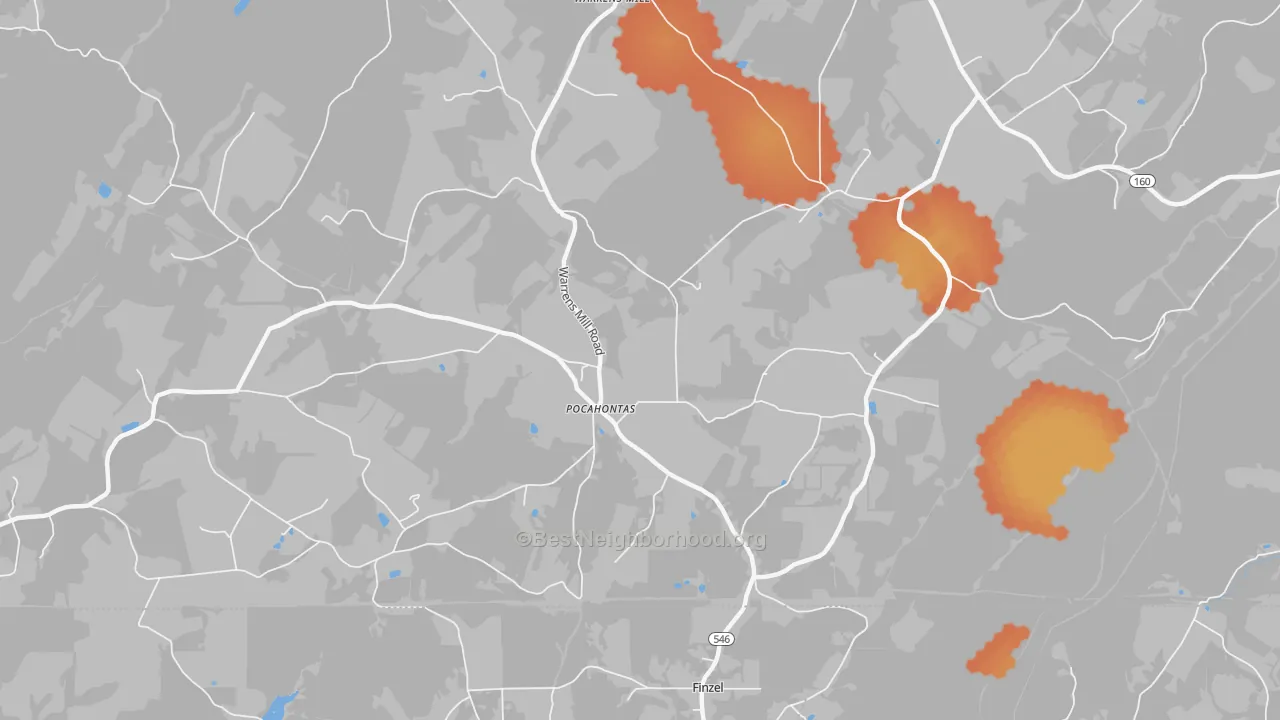 Bike Grade map of Pocahontas, PA