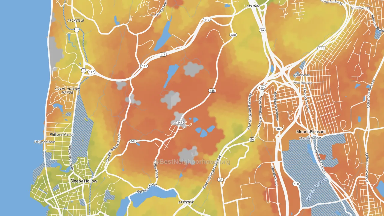 Bike Grade map of Pocantico Hills, NY