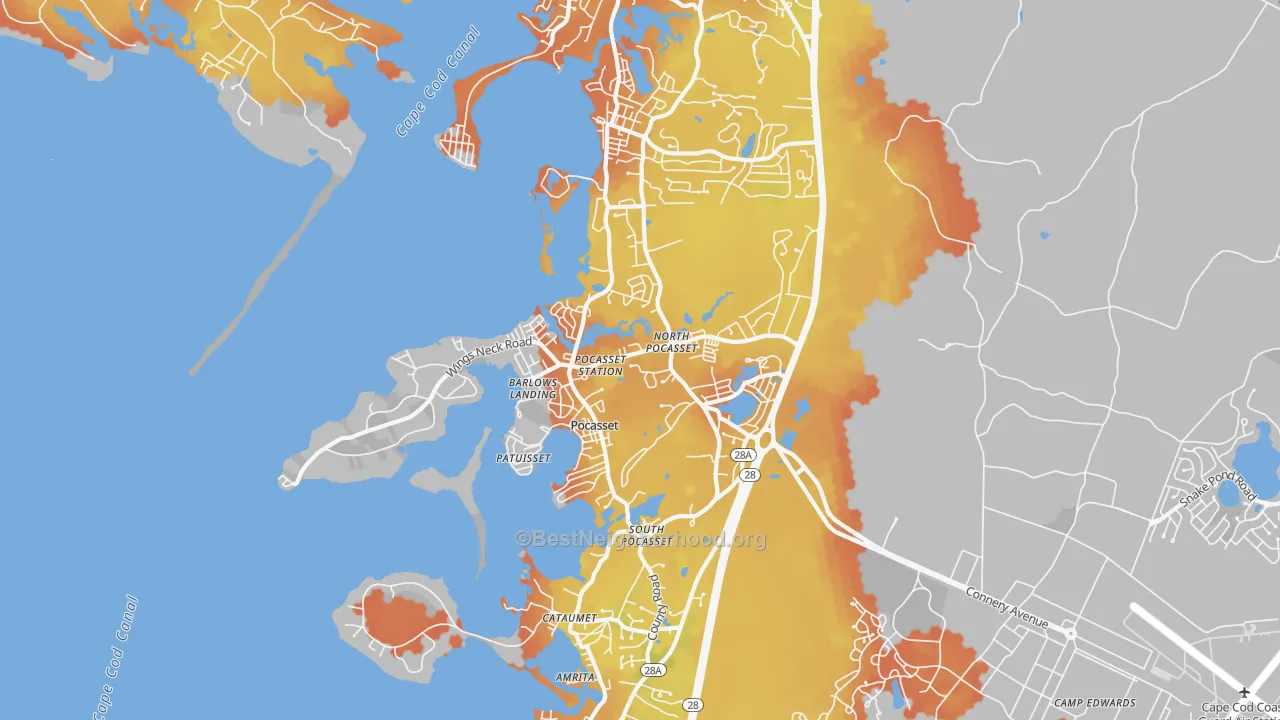 Bike Grade map of Pocasset, MA