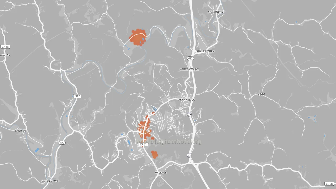 Bike Grade map of Pocatalico, WV